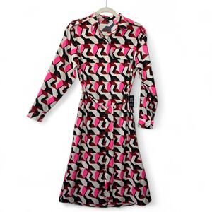 NWT EXPRESS Printed Tie Wais Long Sleeve Shirt Dress